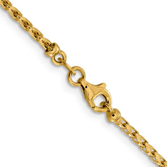 14K Yellow Gold 2.1mm Diamond-cut Open Franco Chain