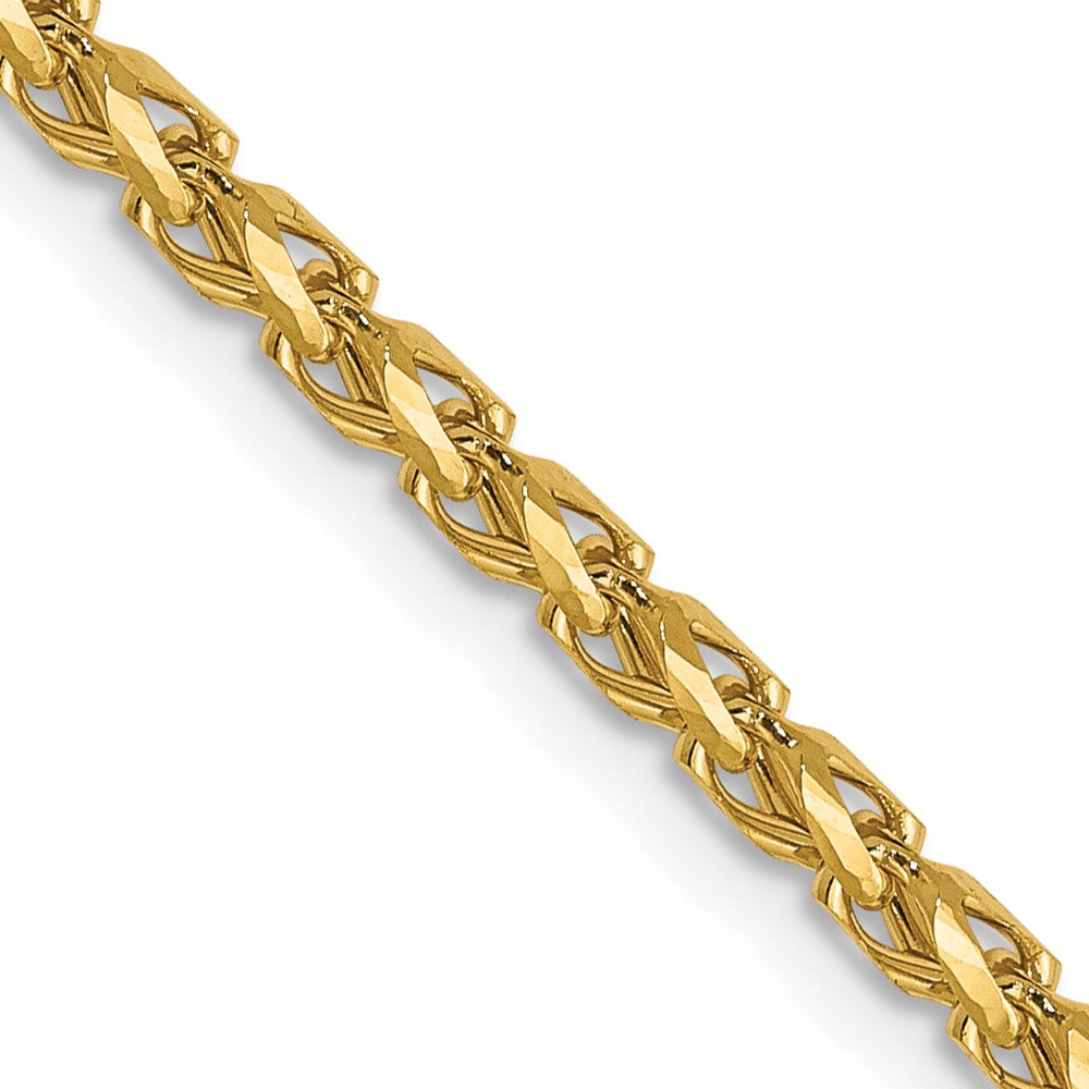 14K Yellow Gold 2.1mm Diamond-cut Open Franco Chain