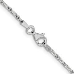 14K White Gold 1.6mm Diamond-cut Long Link Franco Chain