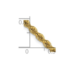 Cadena de cuerda regular sólida de oro amarillo de 14 quilates de 2,75 mm