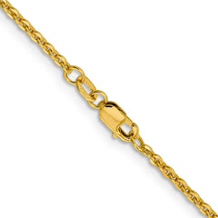 Cadena tipo cable plano de oro amarillo de 14 quilates de 1,95 mm