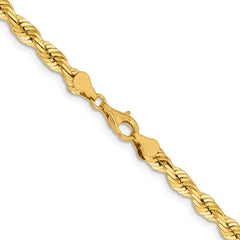 Cadena de cuerda con corte de diamante de 5,5 mm en oro amarillo de 14 quilates