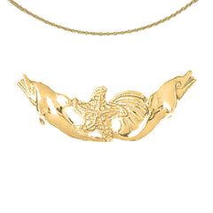 10K, 14K or 18K Gold Dolphins And Starfish Pendant