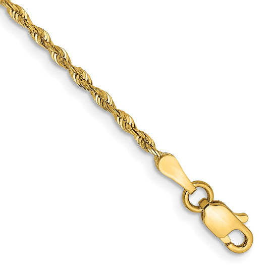 14K Yellow Gold 1.85mm Diamond-cut Lightweight Rope Chain