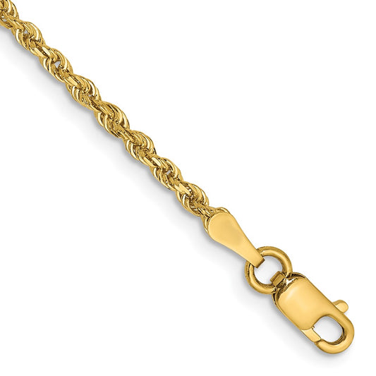 14K Yellow Gold 2mm Diamond-cut Lightweight Rope Chain