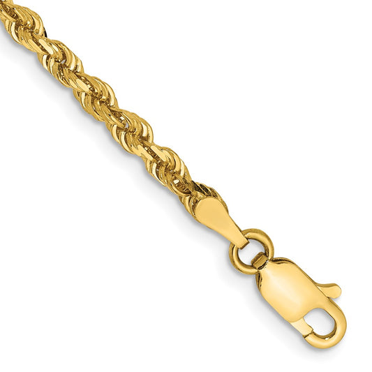 14K Yellow Gold 3.0mm Diamond-cut Lightweight Rope Chain