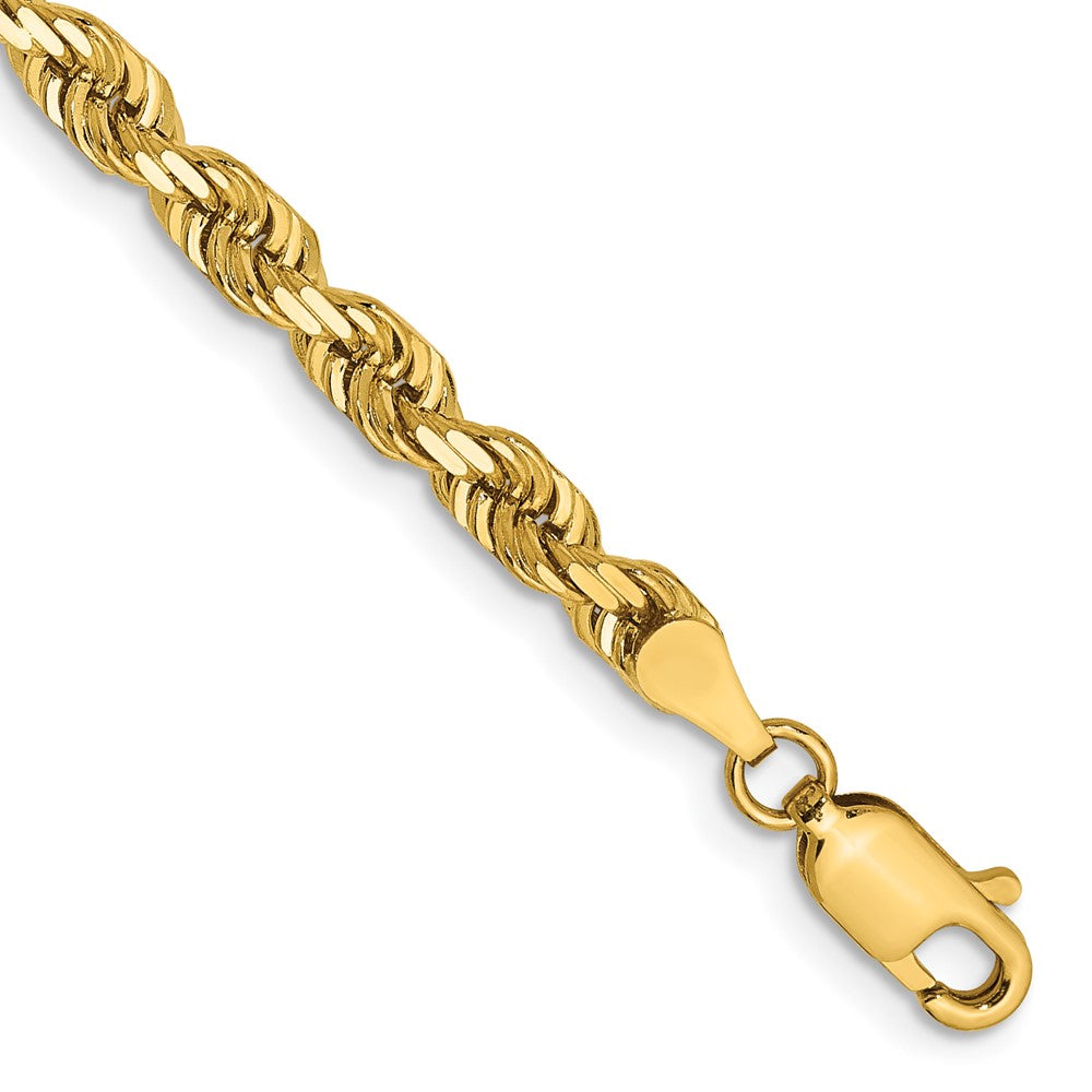 14K Yellow Gold 4mm Diamond-cut Lightweight Rope Chain