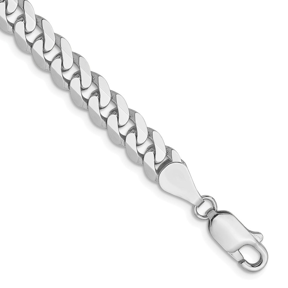 14K White Gold 5.75mm Flat Beveled Curb Chain