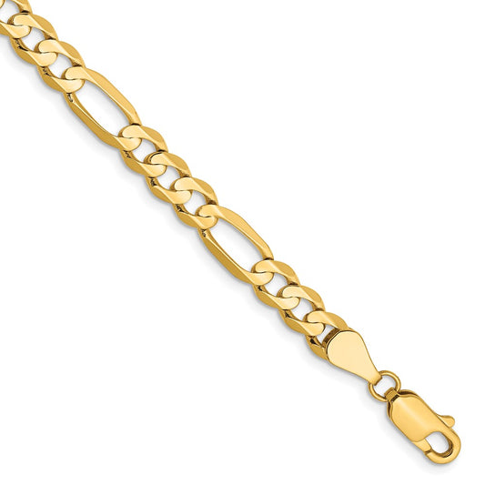 14K Yellow Gold 5.5mm Concave Open Figaro Chain