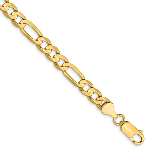14K Yellow Gold 6mm Concave Open Figaro Chain