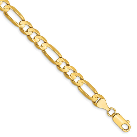 14K Yellow Gold 6.75mm Concave Open Figaro Chain