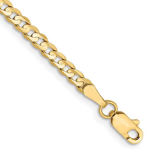 14K Yellow Gold 3mm Open Concave Curb Chain