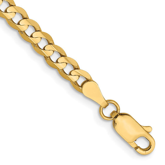 14K Yellow Gold 3.8mm Open Concave Curb Chain