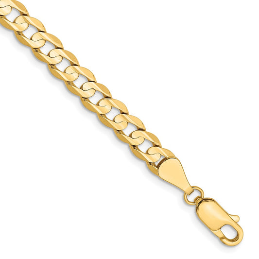 14K Yellow Gold 5.25mm Open Concave Curb Chain