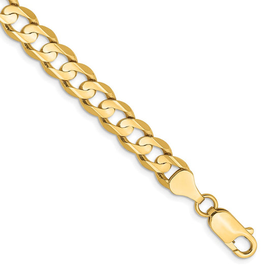 14K Yellow Gold 6.75mm Open Concave Curb Chain