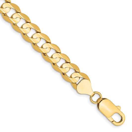 14K Yellow Gold 7.5mm Open Concave Curb Chain
