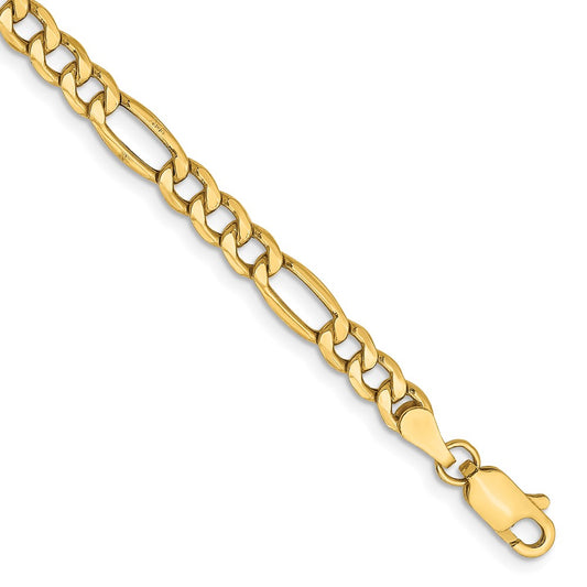 14K Yellow Gold 4.2mm Semi-Solid Figaro Chain