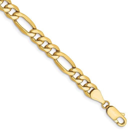 14K Yellow Gold 6.25mm Semi-Solid Figaro Chain
