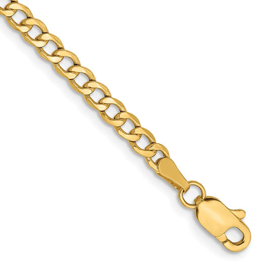 14K Yellow Gold 2.85mm Semi-Solid Curb Chain