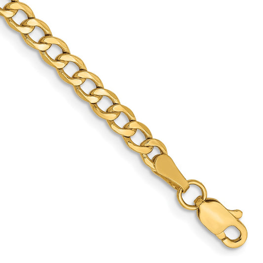 14K Yellow Gold 3.35mm Semi-Solid Curb Chain