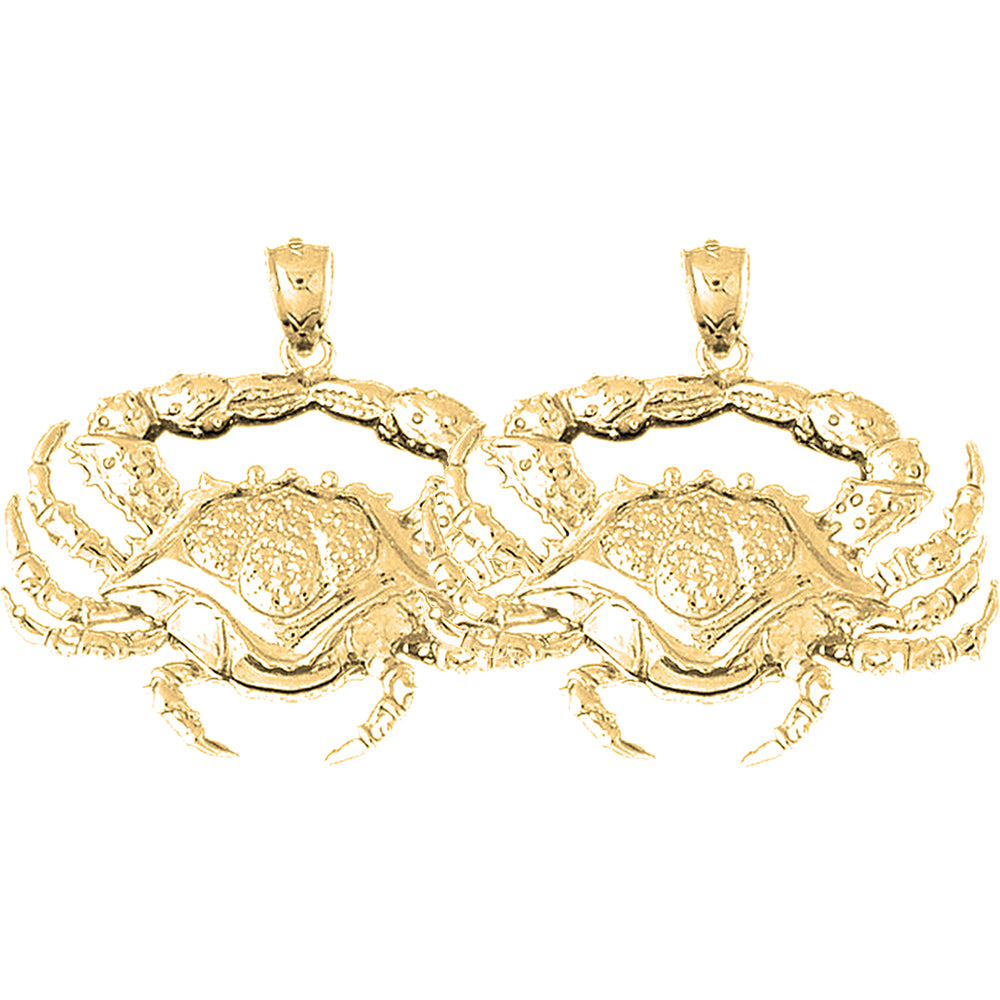 Yellow Gold-plated Silver 35mm Crab Earrings