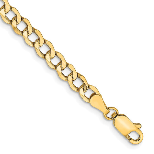 14K Yellow Gold 4.3mm Semi-Solid Curb Chain