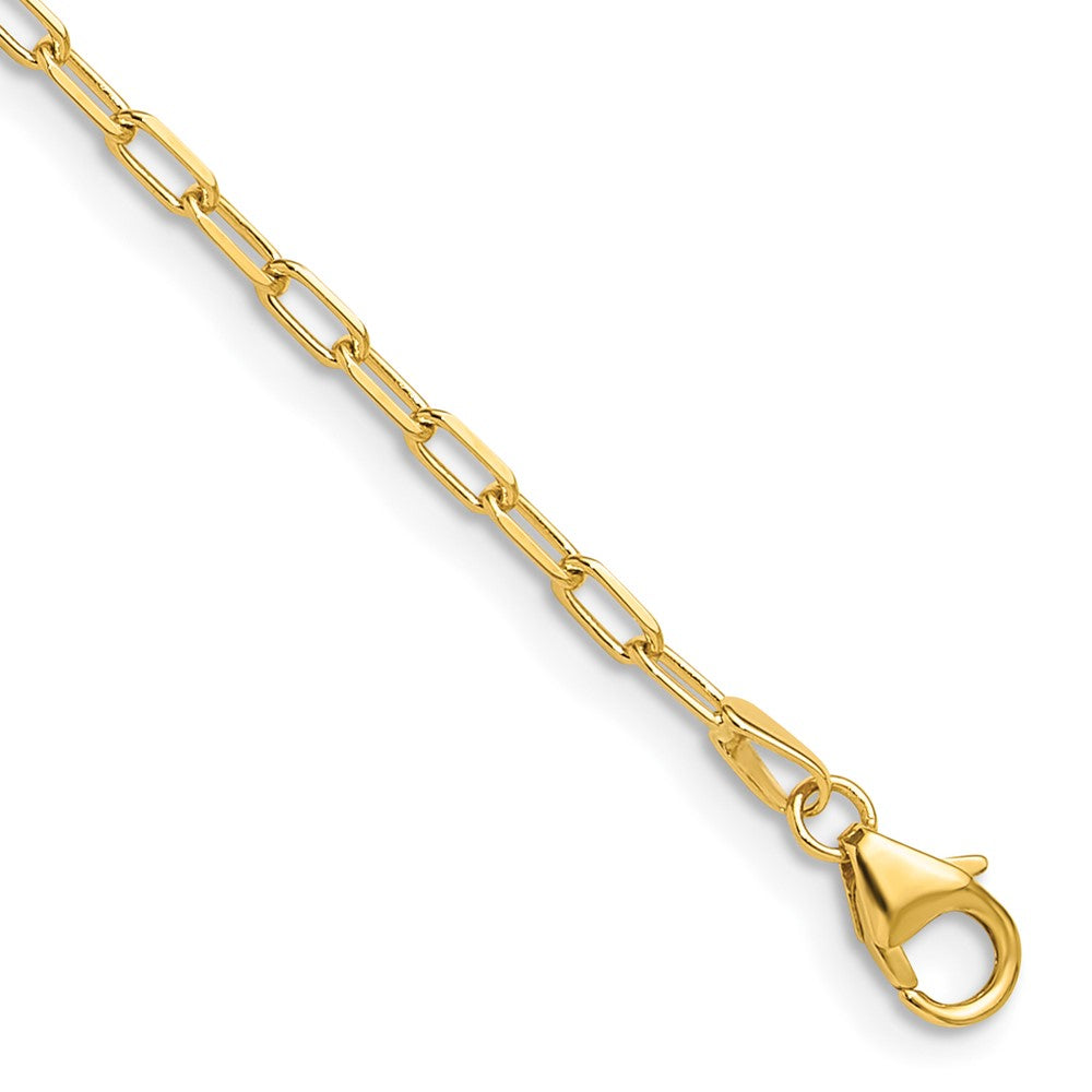 14K Yellow Gold 2.2mm Solid Beveled Diamond-cut Paperclip Chain