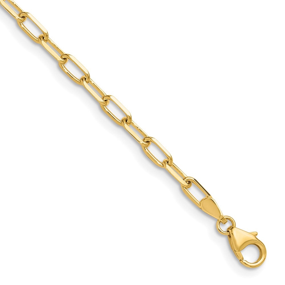 14K Yellow Gold 3.0mm Solid Beveled Diamond-cut Paperclip Chain