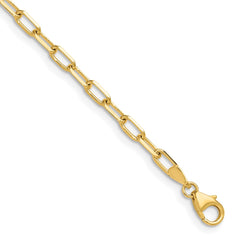 14K Yellow Gold 3.0mm Solid Beveled Diamond-cut Paperclip Chain