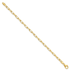 Cadena de clip de oro amarillo de 14 quilates con corte de diamante biselado macizo de 3,5 mm
