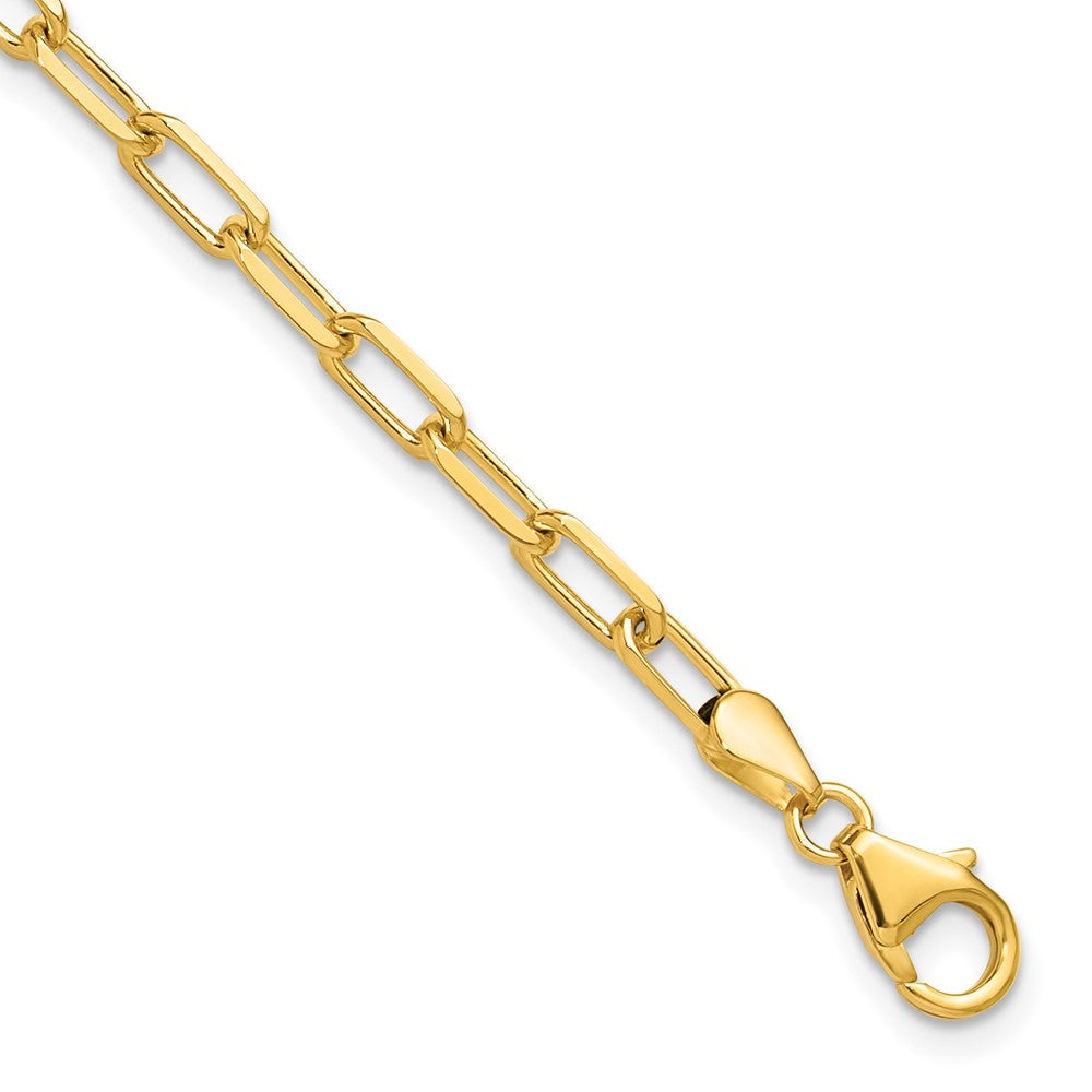 14K Yellow Gold 3.5mm Solid Beveled Diamond-cut Paperclip Chain