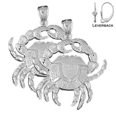 Sterling Silver 40mm Crab Earrings (White or Yellow Gold Plated)