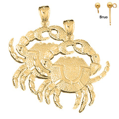 Sterling Silver 40mm Crab Earrings (White or Yellow Gold Plated)