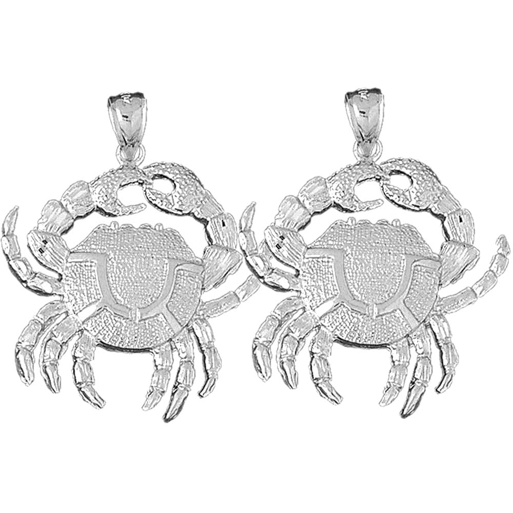 Sterling Silver 40mm Crab Earrings