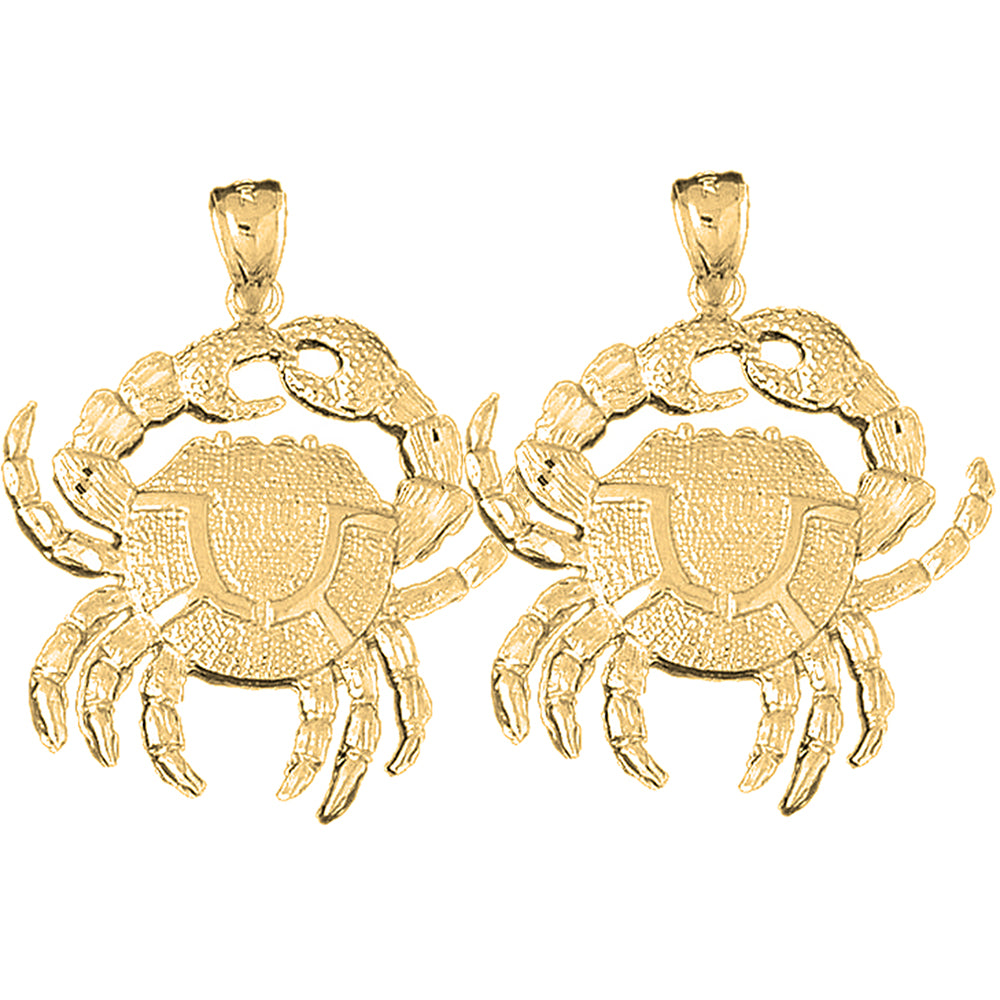 Yellow Gold-plated Silver 40mm Crab Earrings