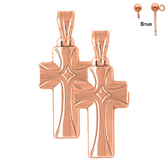 Aretes de Cruz Latina en Oro de 14K o 18K