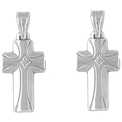 Sterling Silver 27mm Latin Cross Earrings