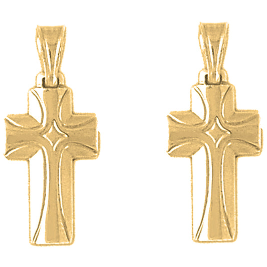 14K or 18K Gold 27mm Latin Cross Earrings