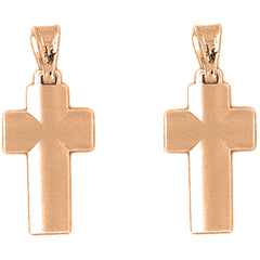 14K or 18K Gold 27mm Latin Cross Earrings