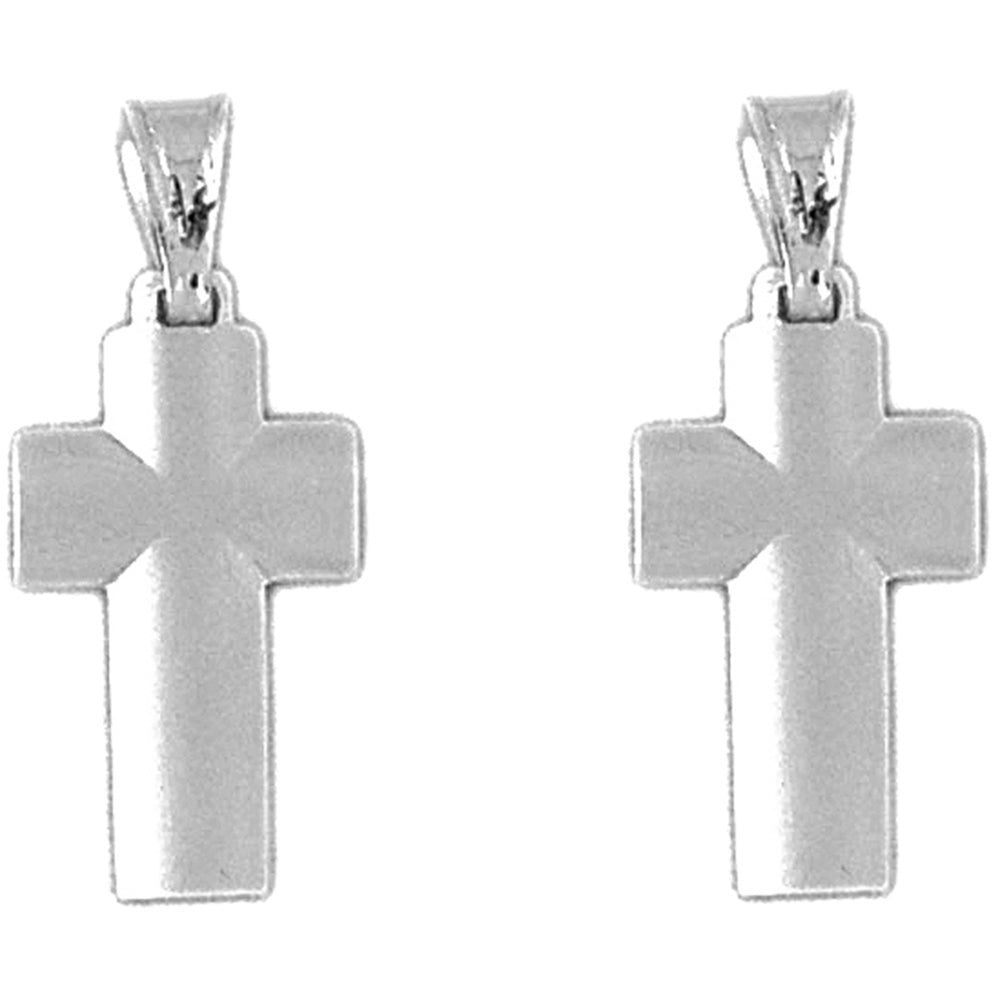 14K or 18K Gold 27mm Latin Cross Earrings