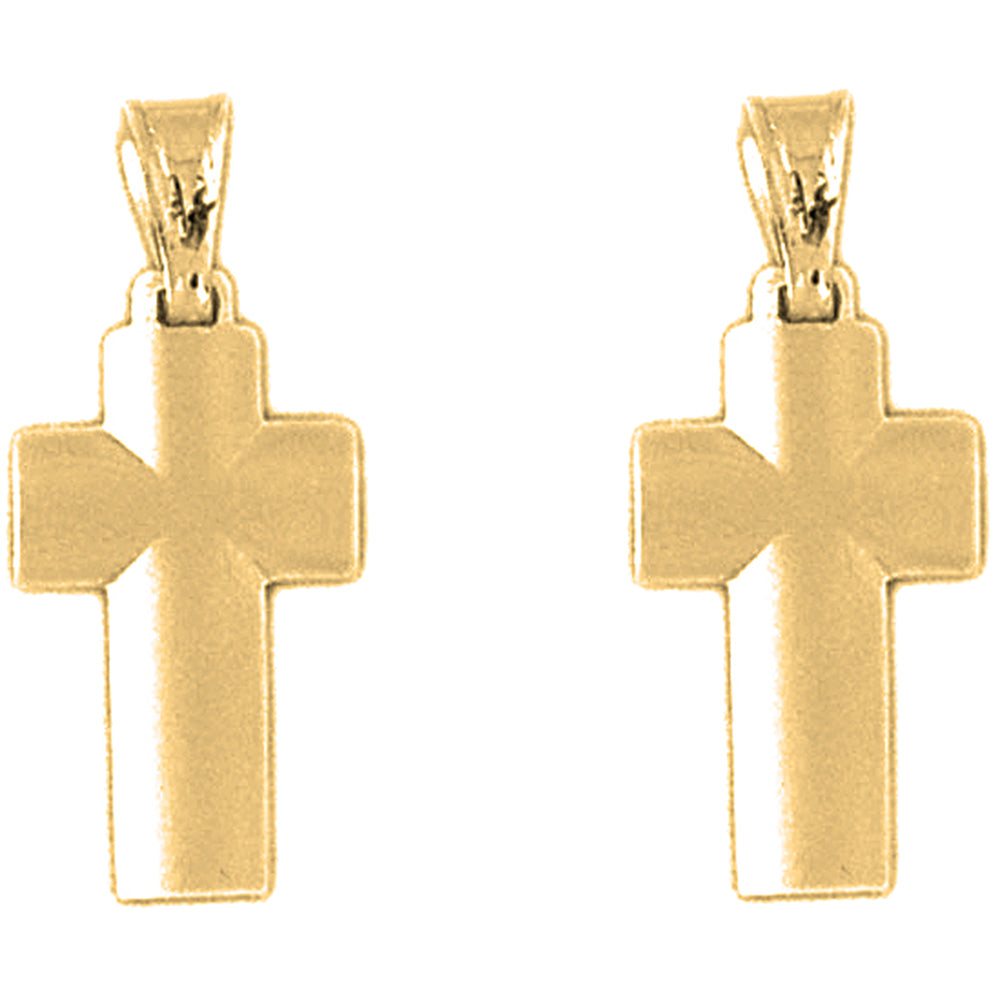 14K or 18K Gold 27mm Latin Cross Earrings