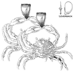 Sterling Silver 30mm Crab Earrings (White or Yellow Gold Plated)