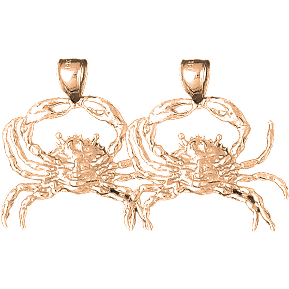 14K or 18K Gold 30mm Crab Earrings