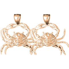 14K or 18K Gold 30mm Crab Earrings