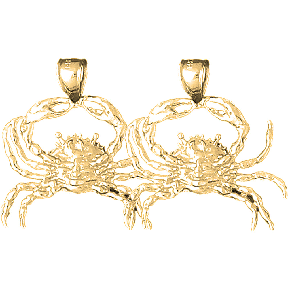 Yellow Gold-plated Silver 30mm Crab Earrings