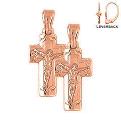 Pendientes de Crucifijo Latino de Oro de 14K o 18K