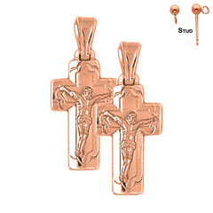 14K or 18K Gold Latin Crucifix Earrings