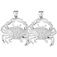 Sterling Silver 34mm Crab Earrings