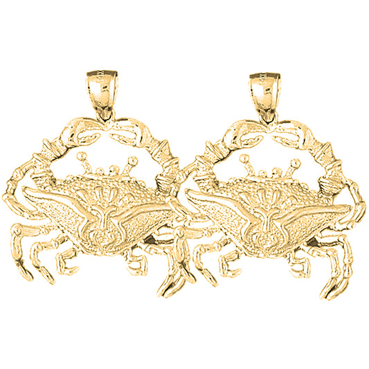 Yellow Gold-plated Silver 34mm Crab Earrings
