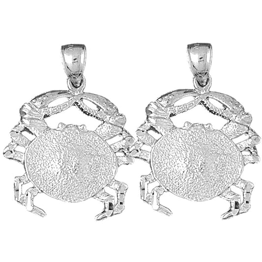 Sterling Silver 32mm Crab Earrings